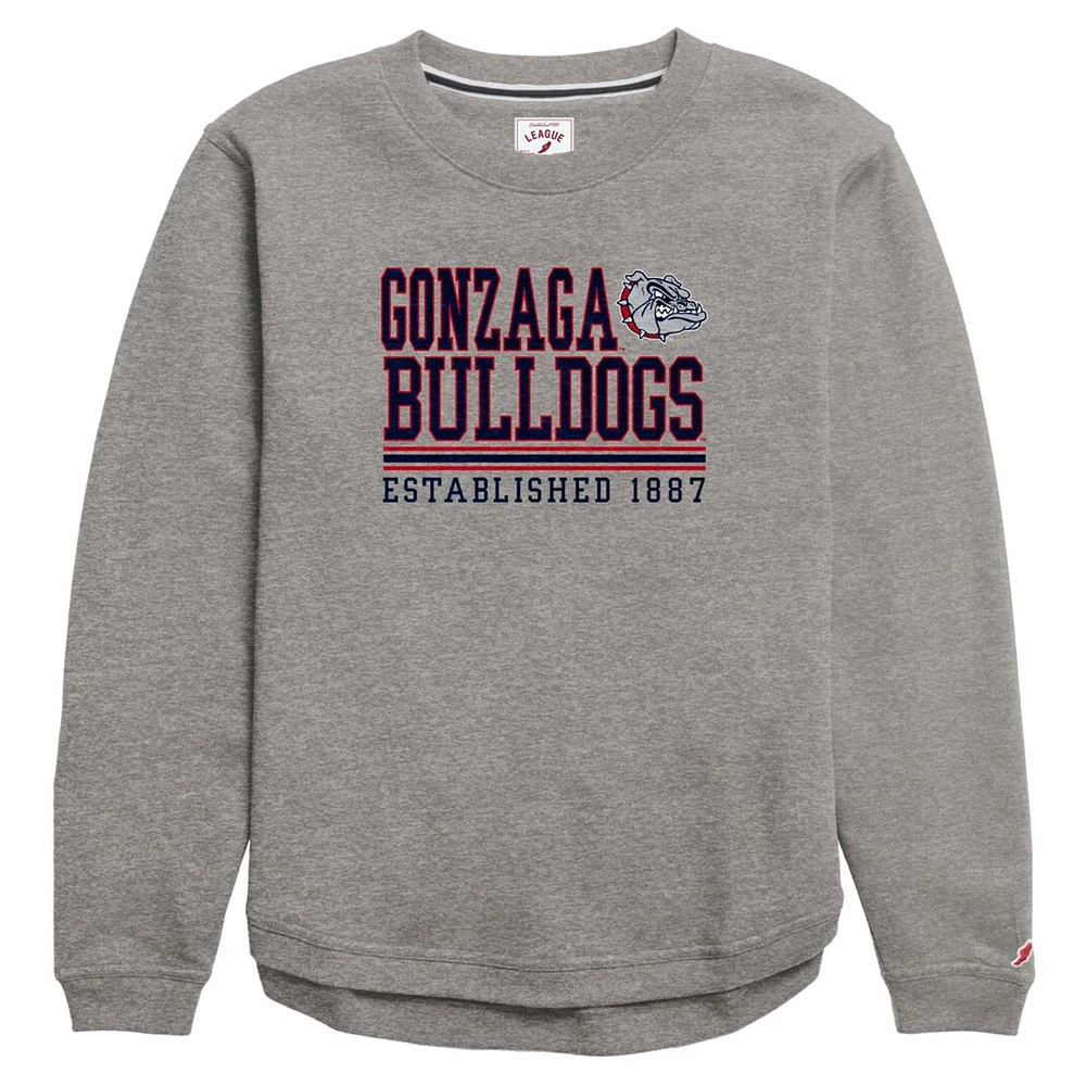 Women's League Collegiate Wear Heather Gray Gonzaga Bulldogs Victory Springs Tri-Blend Fleece Pullover Sweatshirt