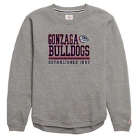 Women's League Collegiate Wear  Heather Gray Gonzaga Bulldogs Victory Springs Tri-Blend Fleece Pullover Sweatshirt