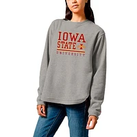 Women's League Collegiate Wear  Heather Gray Iowa State Cyclones Victory Springs Tri-Blend Fleece Pullover Sweatshirt