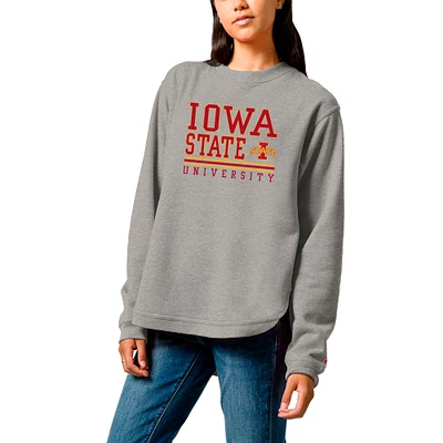 Women's League Collegiate Wear  Heather Gray Iowa State Cyclones Victory Springs Tri-Blend Fleece Pullover Sweatshirt