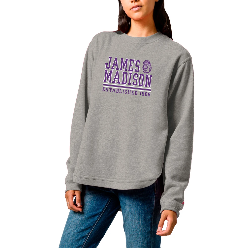 Women's League Collegiate Wear Heather Gray James Madison Dukes Victory Springs Tri-Blend Fleece Pullover Sweatshirt