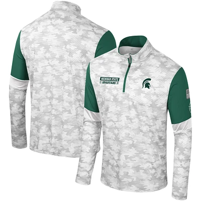 Men's Colosseum  Camo Michigan State Spartans OHT Military Appreciation Tomahawk Quarter-Zip Windshirt