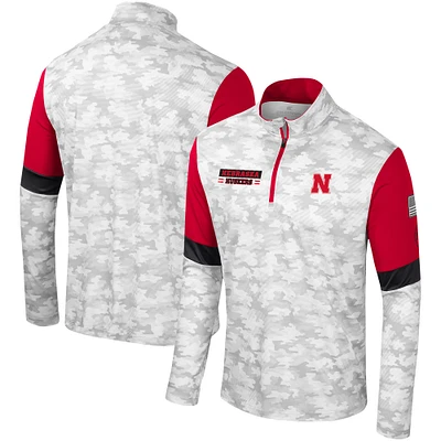 Men's Colosseum  Camo Nebraska Huskers OHT Military Appreciation Tomahawk Quarter-Zip Windshirt