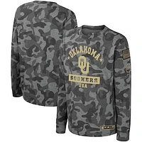 Youth Colosseum Camo Oklahoma Sooners OHT Military Appreciation Dark Star Long Sleeve T-Shirt