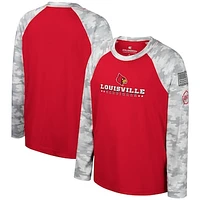 Youth Colosseum Red/Camo Louisville Cardinals OHT Military Appreciation Dark Star Raglan Long Sleeve T-Shirt