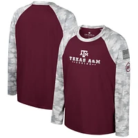 Youth Colosseum Maroon/Camo Texas A&M Aggies OHT Military Appreciation Dark Star Raglan Long Sleeve T-Shirt