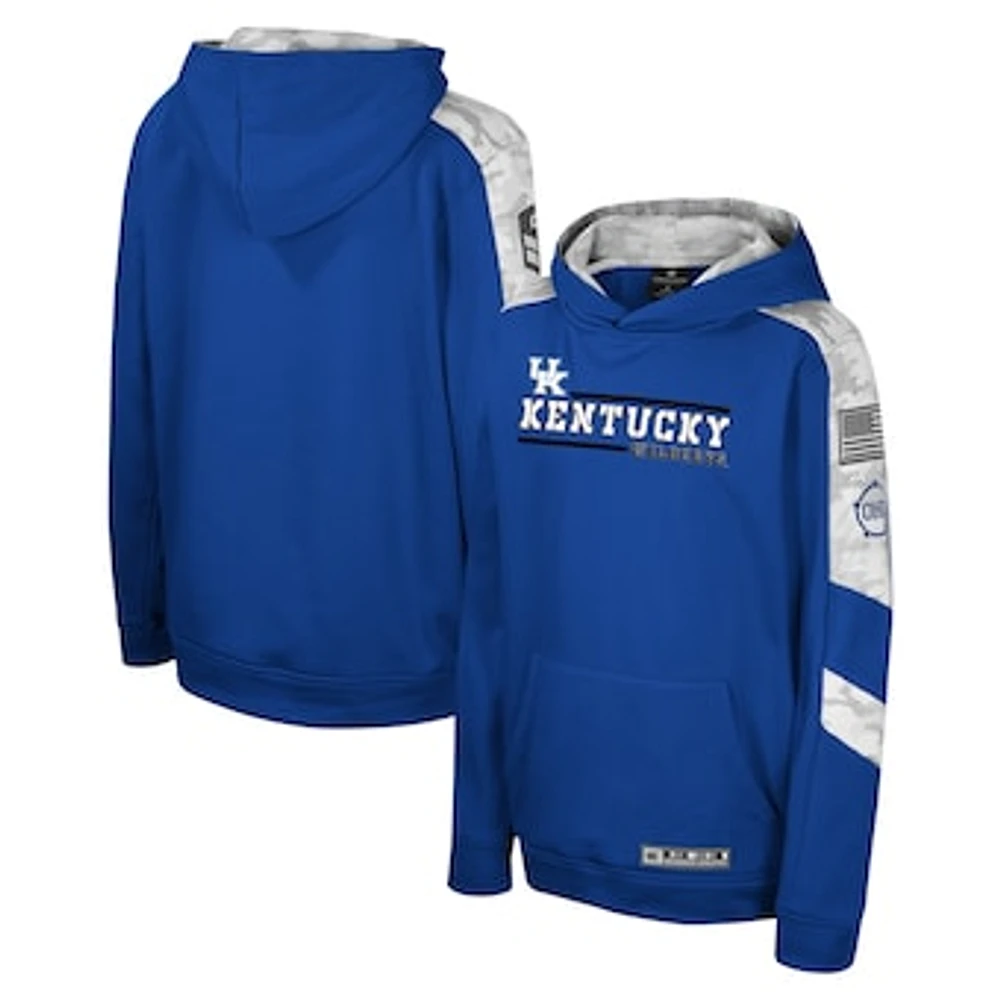 Youth Colosseum Royal Kentucky Wildcats OHT Military Appreciation Cyclone Digital Camo Pullover Hoodie