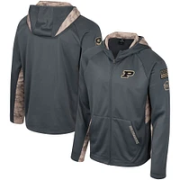 Men's Colosseum Charcoal Purdue Boilermakers OHT Military Appreciation Camo Raglan Full-Zip Hoodie