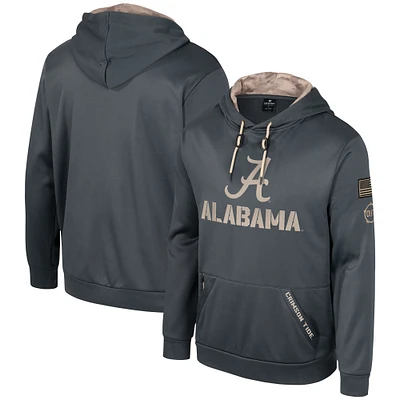 Men's Colosseum Charcoal Alabama Crimson Tide OHT Military Appreciation Pullover Hoodie