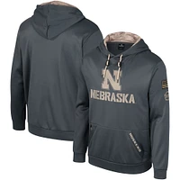 Men's Colosseum Charcoal Nebraska Huskers OHT Military Appreciation Pullover Hoodie