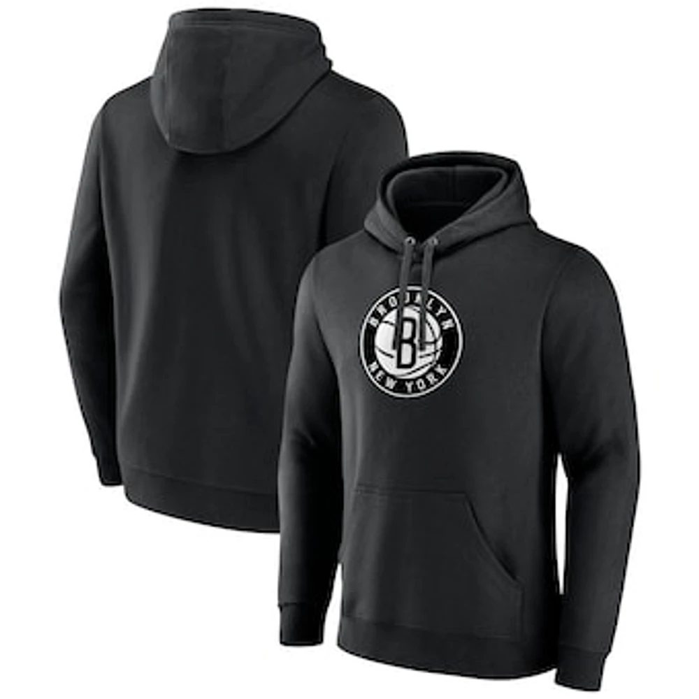 Men's Fanatics  Black Brooklyn Nets Primary Logo Pullover Hoodie