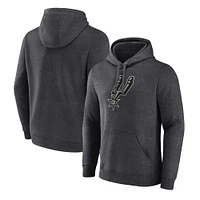 Men's Fanatics  Heather Charcoal San Antonio Spurs Primary Logo Pullover Hoodie