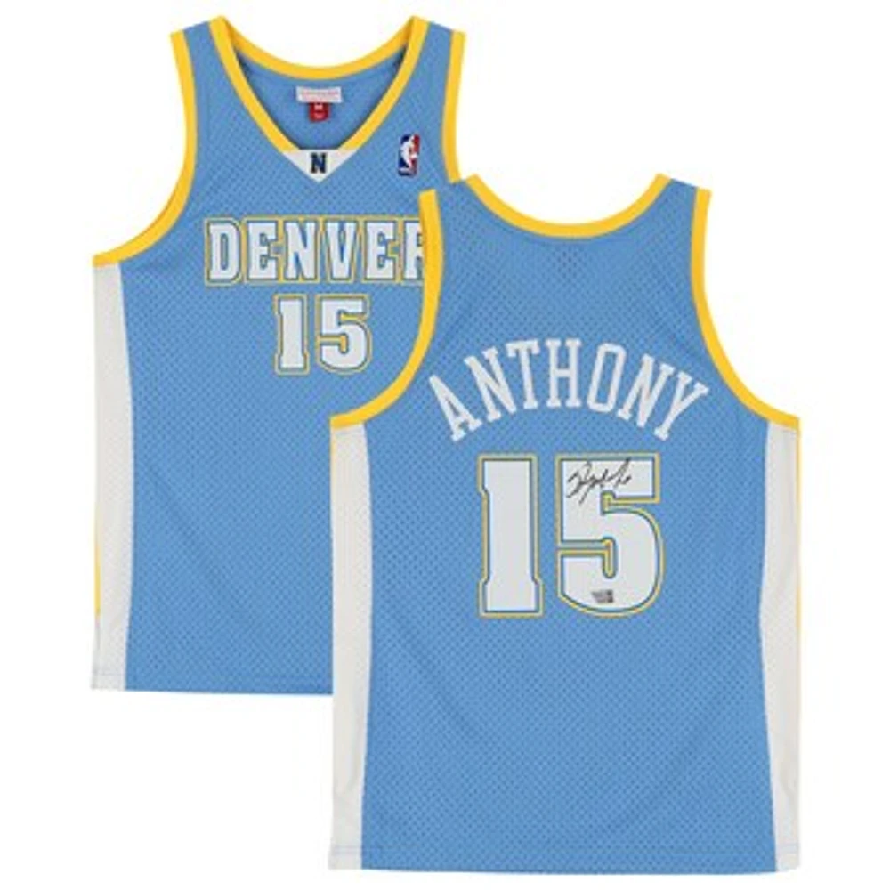 Carmelo Anthony Denver Nuggets Autographed Light Blue Mitchell & Ness 2003-2004 Swingman Jersey