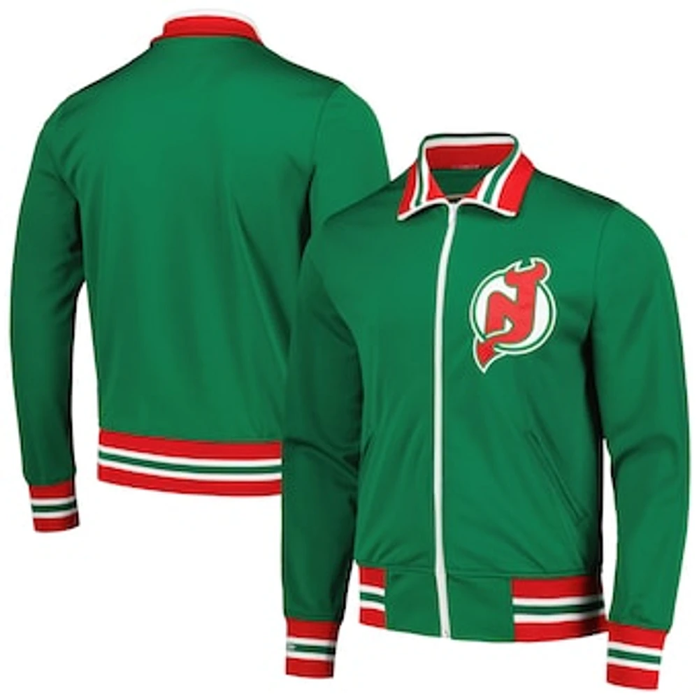 Men's Mitchell & Ness Green New Jersey Devils 1984/85 Warmup Full-Zip Jacket