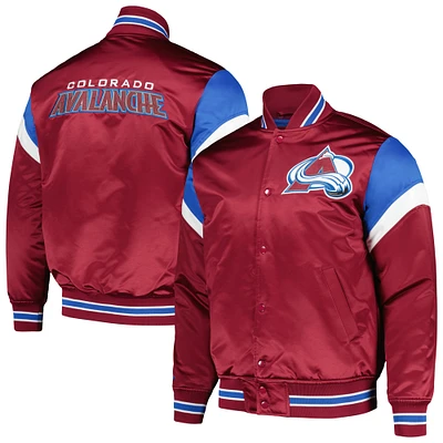 Men's Mitchell & Ness Burgundy Colorado Avalanche Midweight Satin Full-Snap Jacket