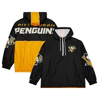 Men's Mitchell & Ness Black Pittsburgh Penguins Team OG 2.0 Anorak Half-Zip Windbreaker Jacket