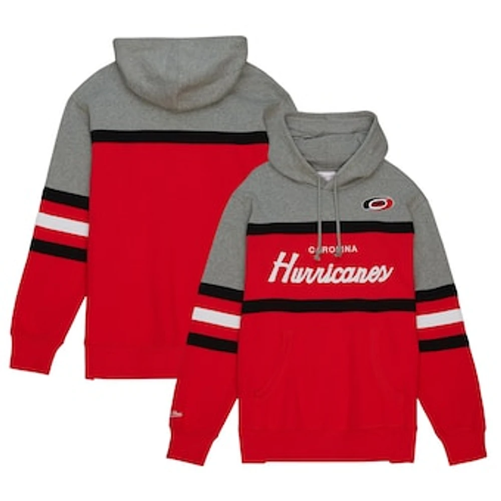 Men's Mitchell & Ness Red/Gray Carolina Hurricanes Head Coach Pullover Hoodie