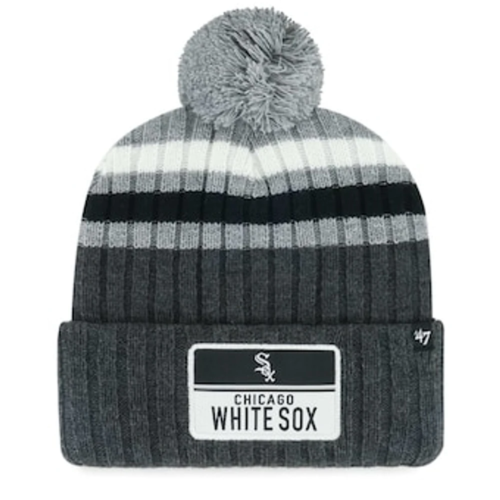 Men's '47 Gray Chicago White Sox Stack Cuffed Knit Hat with Pom