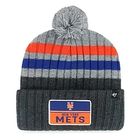 Men's '47 Gray New York Mets Stack Cuffed Knit Hat with Pom