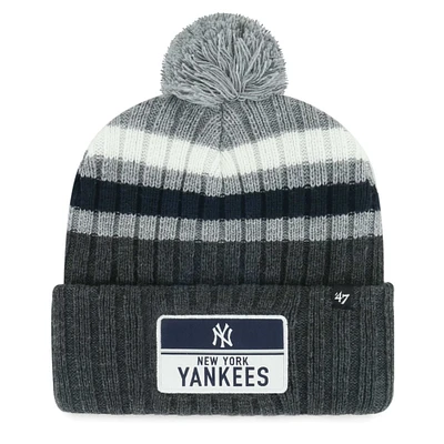 Men's '47 Gray New York Yankees Stack Cuffed Knit Hat with Pom