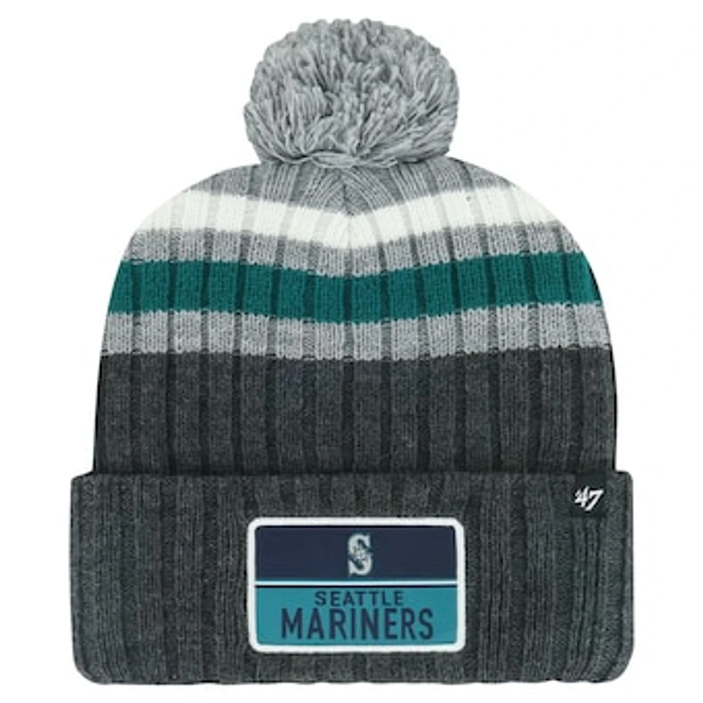 Men's '47 Gray Seattle Mariners Stack Cuffed Knit Hat with Pom