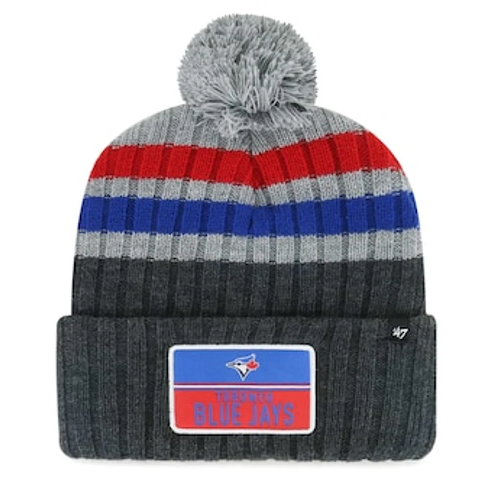 Men's '47 Gray Toronto Blue Jays Stack Cuffed Knit Hat with Pom