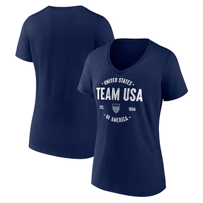 Women's Fanatics Navy Team USA Clean Heritage V-Neck T-Shirt
