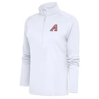 Women's Antigua  White Arizona Diamondbacks Patriotic Tribute Half-Zip Pullover Top