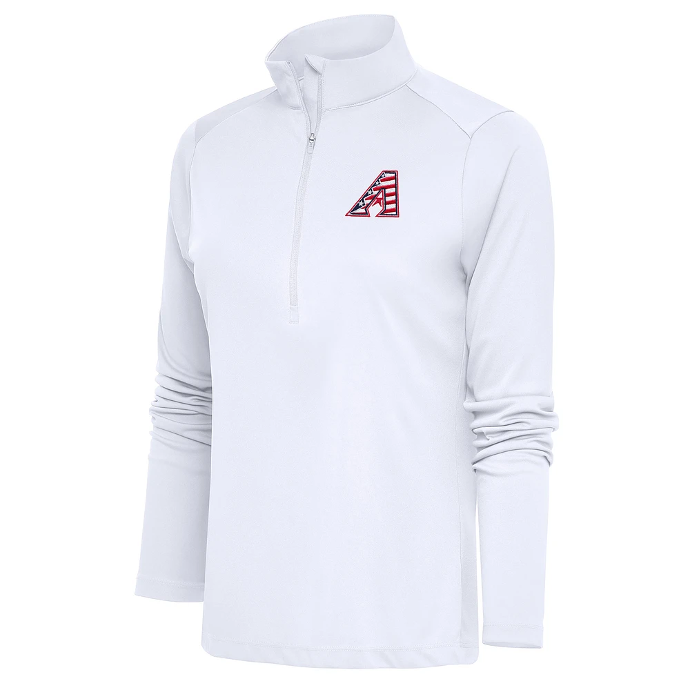Women's Antigua White Arizona Diamondbacks Patriotic Tribute Half-Zip Pullover Top