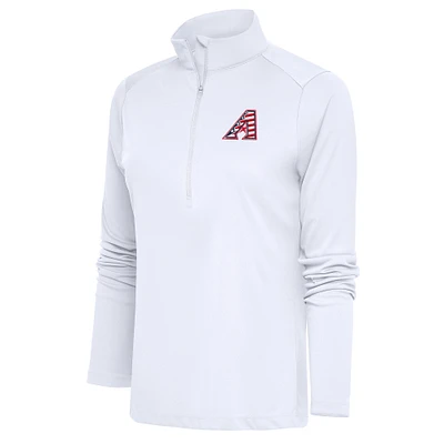 Women's Antigua  White Arizona Diamondbacks Patriotic Tribute Half-Zip Pullover Top