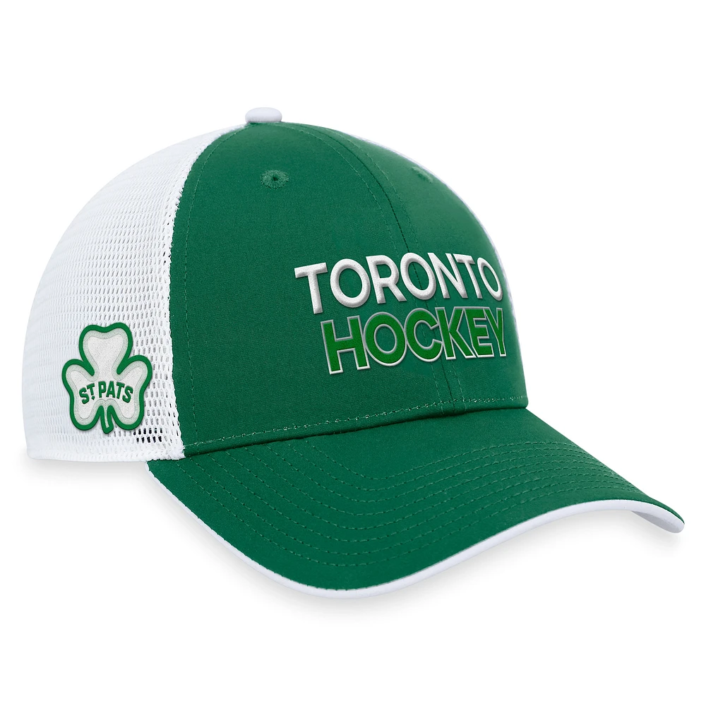 Men's Fanatics Kelly Green Toronto Maple Leafs St. Patricks Alternate Authentic Pro Trucker Adjustable Hat