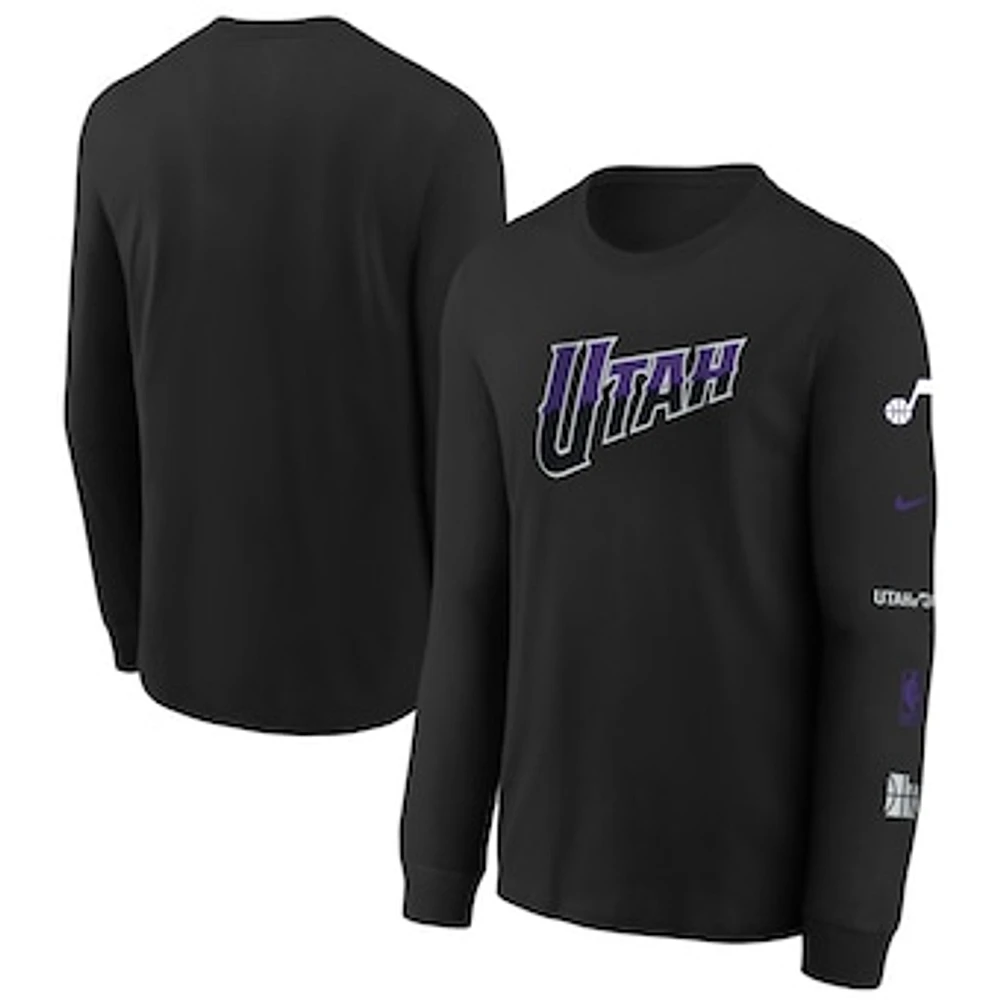 Youth Nike Black Utah Jazz 2023/24 City Edition Max90 Long Sleeve T-Shirt