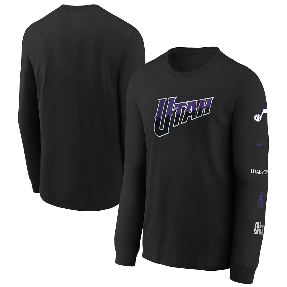 Youth Nike Black Utah Jazz 2023/24 City Edition Max90 Long Sleeve T-Shirt