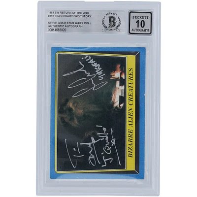 Sean Crawford and Tim Dry Star Wars Autographed 1983 Topps Return of the Jedi #212 BGS Authenticated 10 Auto Grade Card with "Yakface" and "J'Quille" Inscriptions