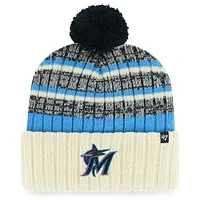 Men's '47 Natural Miami Marlins Tavern Cuffed Knit Hat with Pom