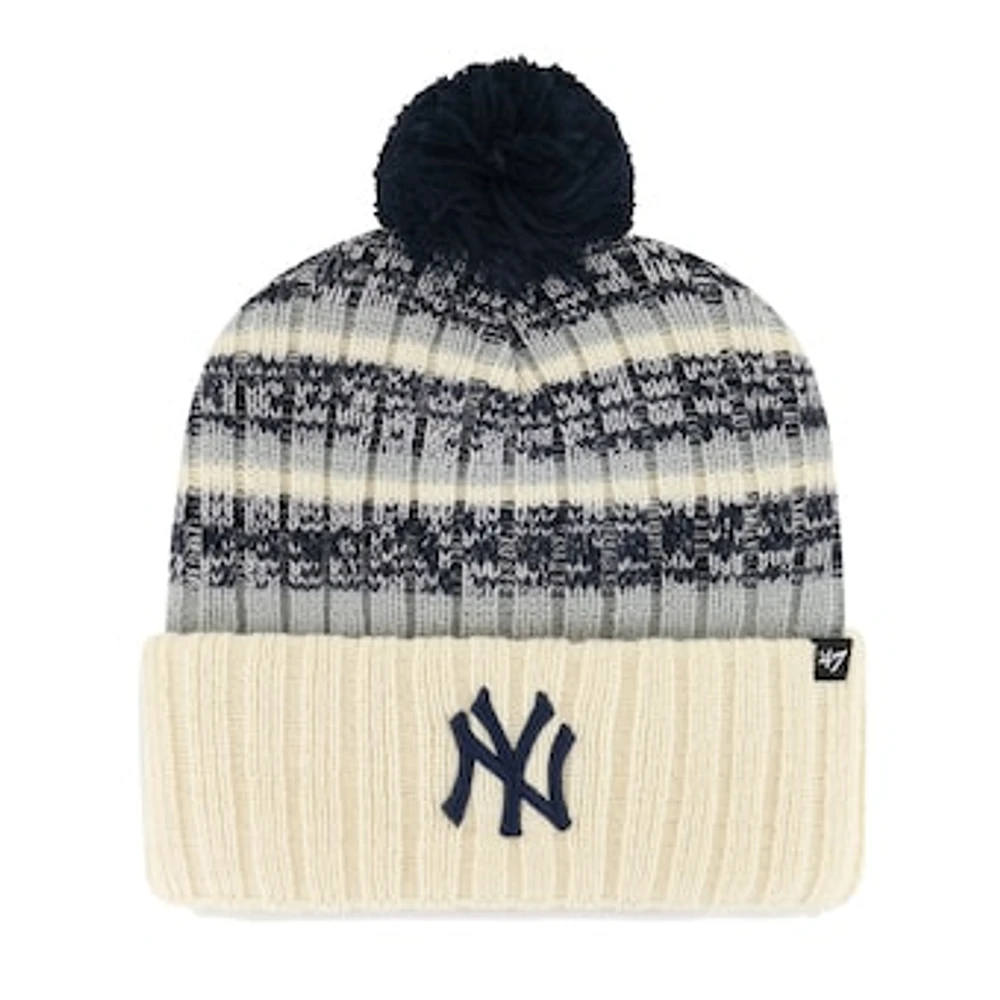 Men's '47 Natural New York Yankees Tavern Cuffed Knit Hat with Pom