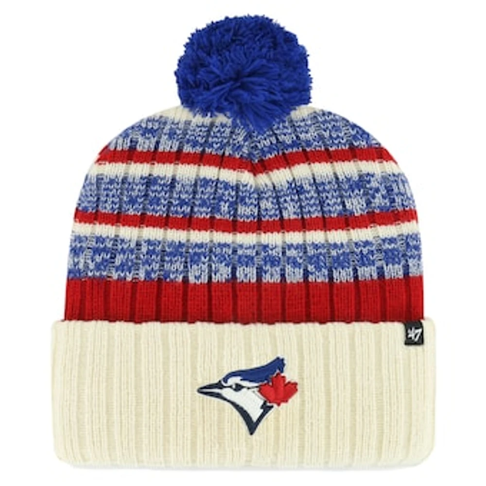 Men's '47 Natural Toronto Blue Jays Tavern Cuffed Knit Hat with Pom