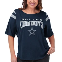 Women's G-III 4Her by Carl Banks Navy Dallas Cowboys Plus Linebacker Three-Quarter Sleeve T-Shirt