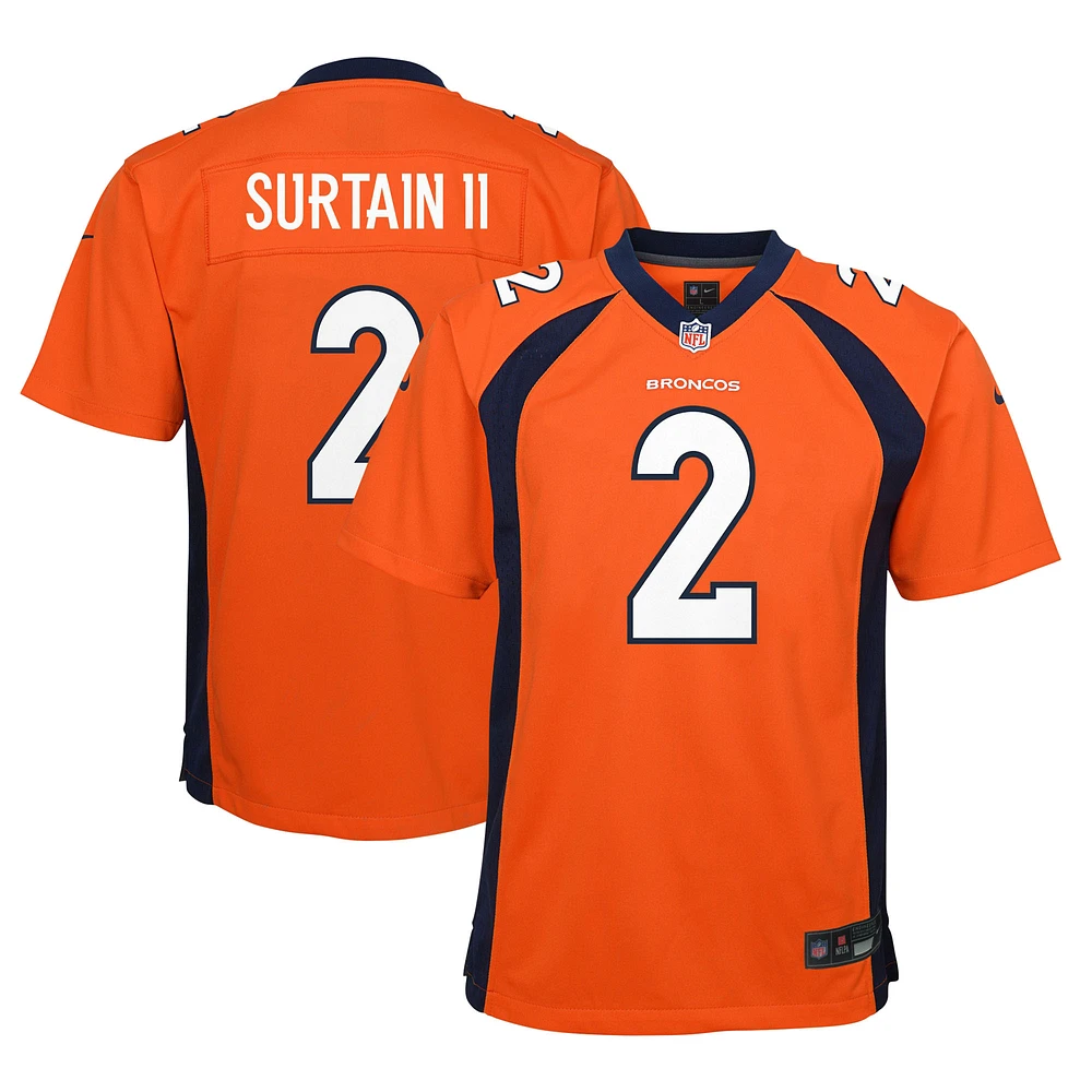 Youth Nike Patrick Surtain II Orange Denver Broncos Game Jersey
