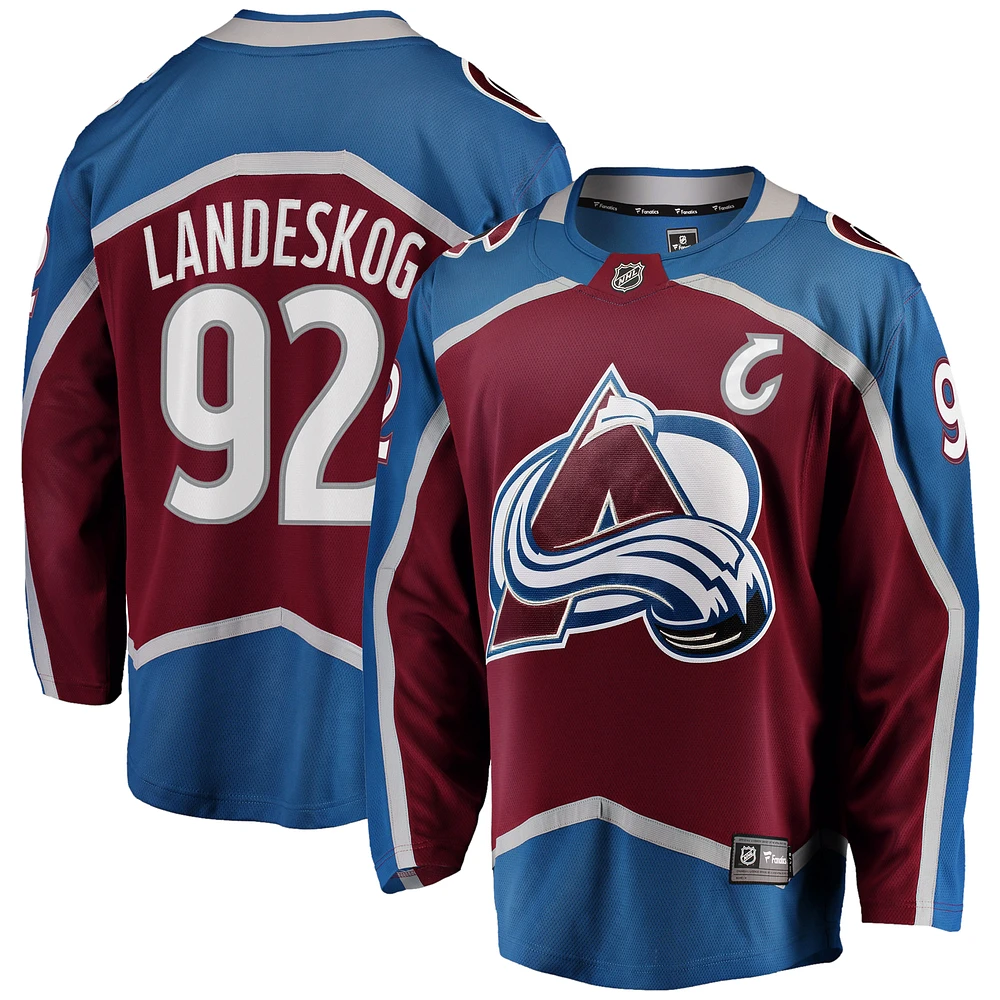 Men's Fanatics Gabriel Landeskog Burgundy Colorado Avalanche Captain Patch Home Breakaway Jersey