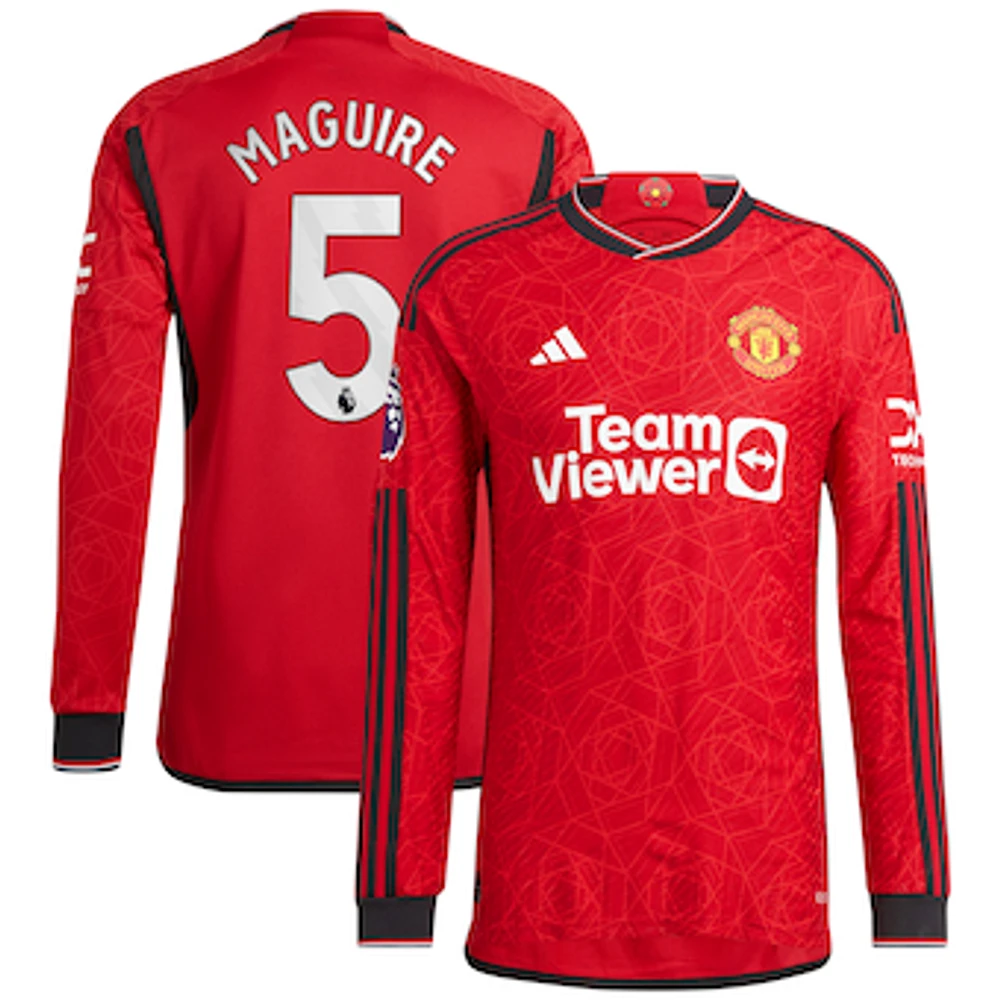 Men's adidas Harry Maguire Red Manchester United 2023/24 Home Authentic Long Sleeve Player Jersey