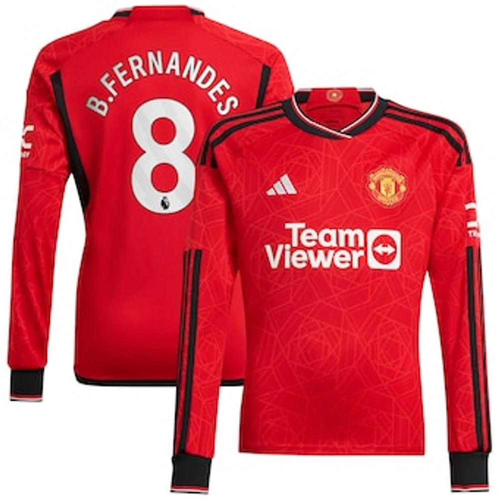 Men's adidas Bruno Fernandes Red Manchester United / Home Replica Long Sleeve Player Jersey