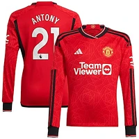 Men's adidas Antony Red Manchester United 2023/24 Home Replica Long Sleeve Player Jersey