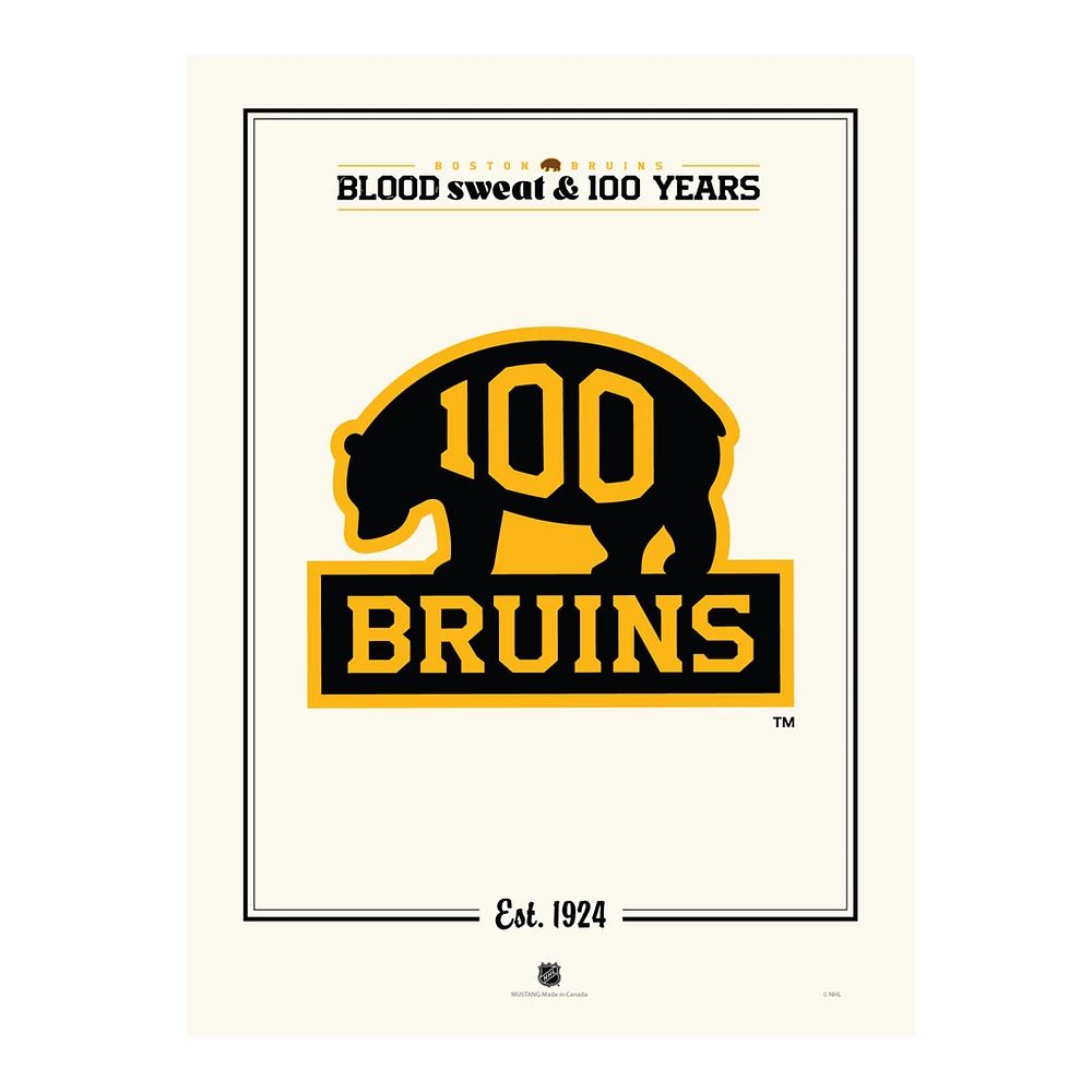 Boston Bruins Centennial 12" x 16" Alternate Logo Print