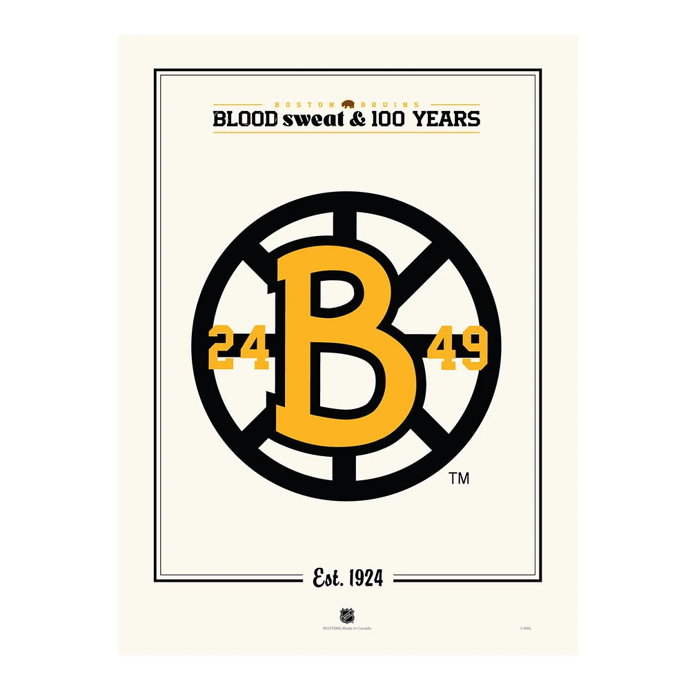 Boston Bruins Centennial 12" x 16" Spoke "B" Print