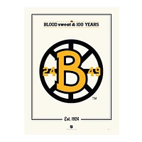 Boston Bruins Centennial 12" x 16" Spoke "B" Print