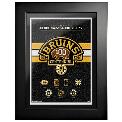 Boston Bruins Centennial 12" x 16" Logo History Framed Print