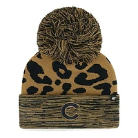 Women's '47 Chicago Cubs Leopard Rosette Cuffed Knit Hat with Pom