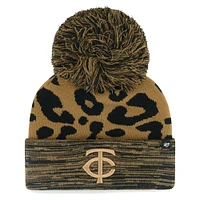 Women's '47 Minnesota Twins Leopard Rosette Cuffed Knit Hat with Pom