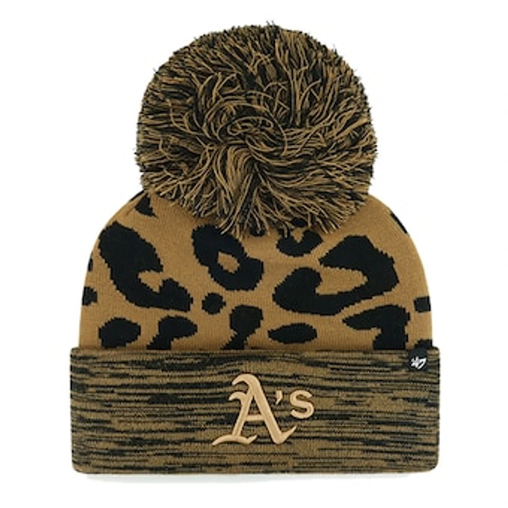 Women's '47 Athletics Leopard Rosette Cuffed Knit Hat with Pom